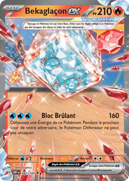 Carte Pokémon Bekaglaçon EX 042/197 Flammes Obsidiennes OBF EV03 Neuf FR LorenZone