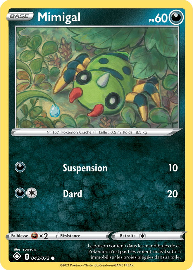 Carte Pokémon Mimigal 043/072 SWSH45 Destinées Radieuses EB4_5 Neuf FR LorenZone