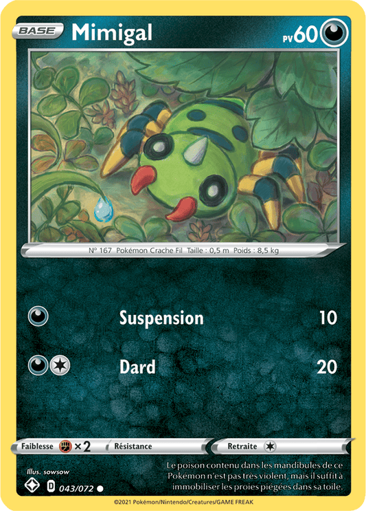 Carte Pokémon Mimigal 043/072 SWSH45 Destinées Radieuses EB4_5 Neuf FR LorenZone