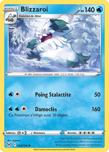 Carte Pokémon Blizzaroi 043/196 LOR Origine Perdue EB11 Neuf FR LorenZone