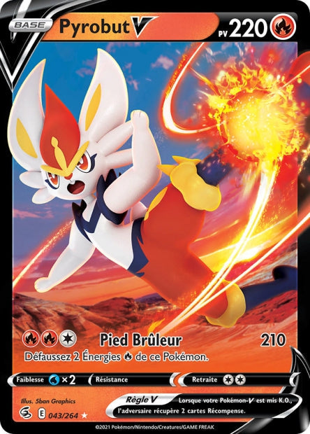 Carte Pokémon Pyrobut V 043/264 FST Poing de Fusion EB08 Neuf FR LorenZone