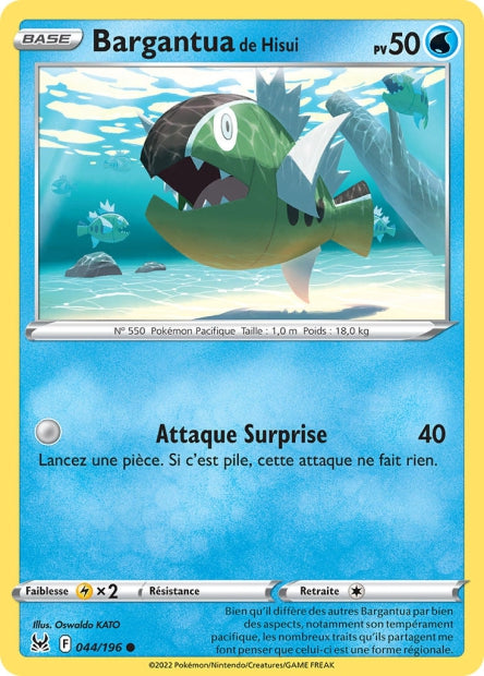 Carte Pokémon Bargantua de Hisui 044/196 LOR Origine Perdue EB11 Neuf FR LorenZone