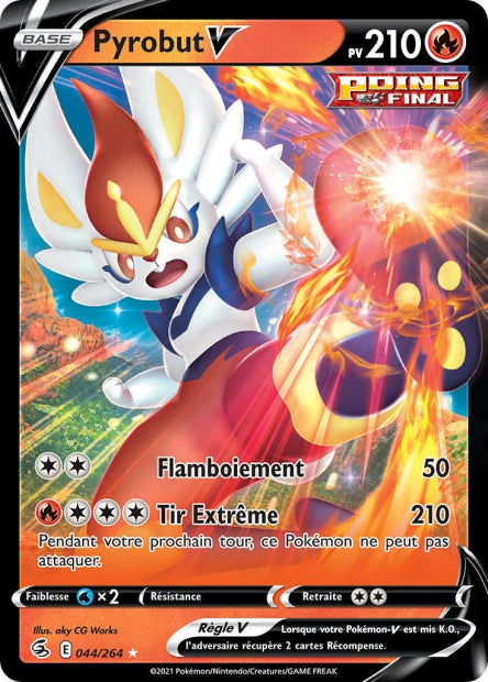 Carte Pokémon Pyrobut V 044/264 FST Poing de Fusion EB08 Neuf FR LorenZone