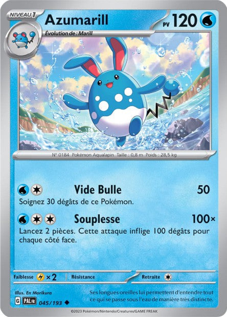 Carte Pokémon Azumarill 045/193 PAL Evolution a Paldea EV02 Neuf FR LorenZone