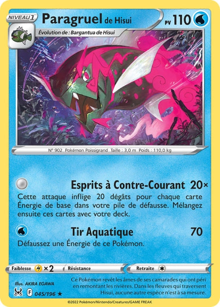Carte Pokémon Paragruel de Hisui 045/196 LOR Origine Perdue EB11 Neuf FR LorenZone