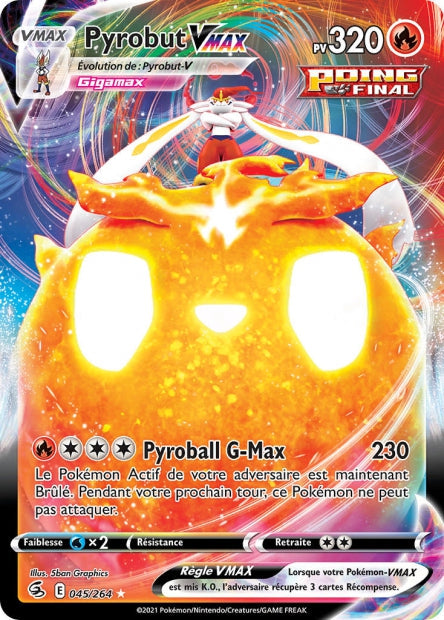 Carte Pokémon Pyrobut VMAX 045/264 FST Poing de Fusion EB08 Neuf FR LorenZone