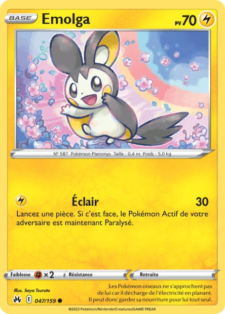 Carte Pokémon Emolga 047/159 CRZ Epee et Bouclier EB12_5 Neuf FR LorenZone