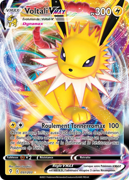 Carte Pokémon Voltali VMAX 051/203 EVS Évolution Céleste EB07 Neuf FR LorenZone