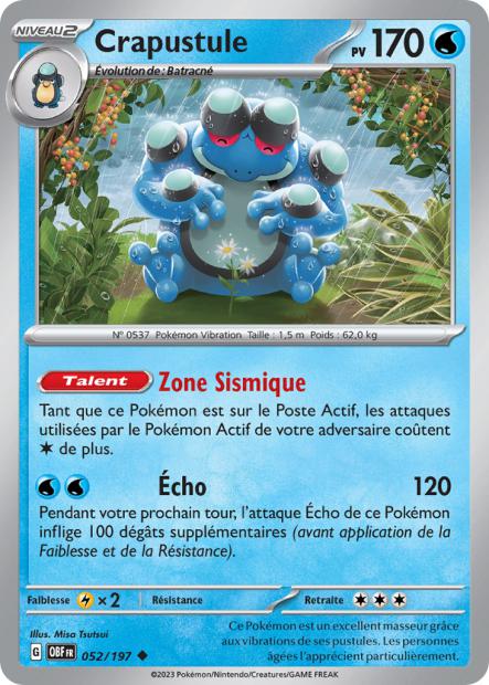 Carte Pokémon Crapustule 052/197 Flammes Obsidiennes OBF EV03 Neuf FR LorenZone