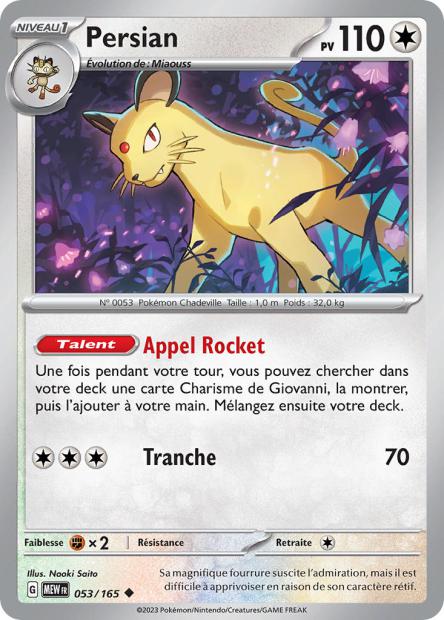 Carte Pokémon Persian 53/165 MEW 151 EV3_5  Neuf FR LorenZone