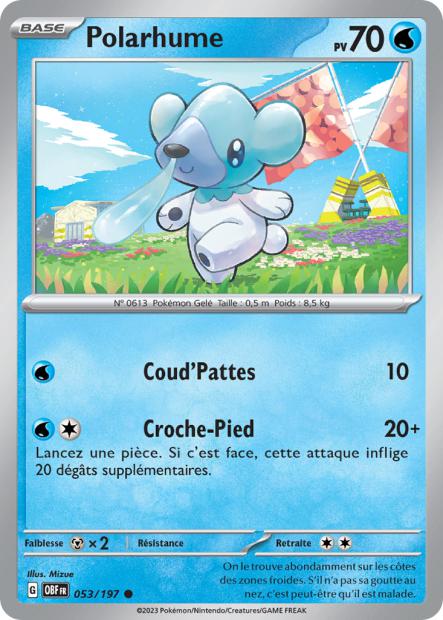 Carte Pokémon Polarhume 053/197 Flammes Obsidiennes OBF EV03 Neuf FR LorenZone