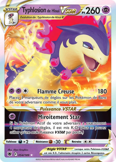 Carte Pokémon Typhlosion de Hisui VSTAR 054/189 ASR Astres Radieux EB10 Neuf FR LorenZone