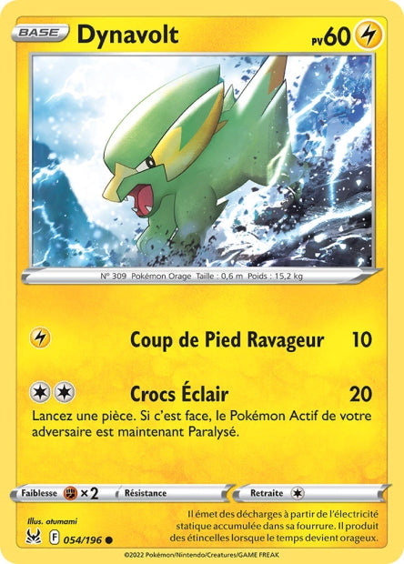 Carte Pokémon Dynavolt 054/196 LOR Origine Perdue EB11 Neuf FR LorenZone