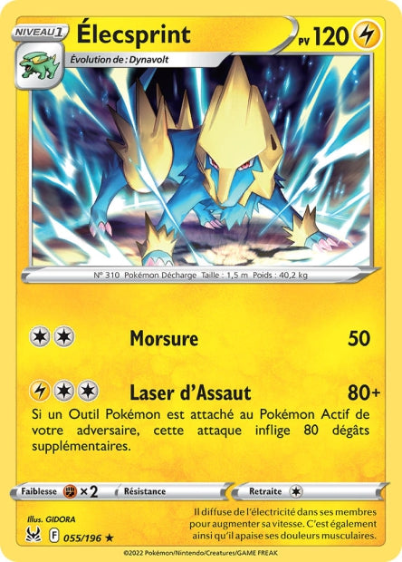 Carte Pokémon Élecsprint 055/196 LOR Origine Perdue EB11 Neuf FR LorenZone