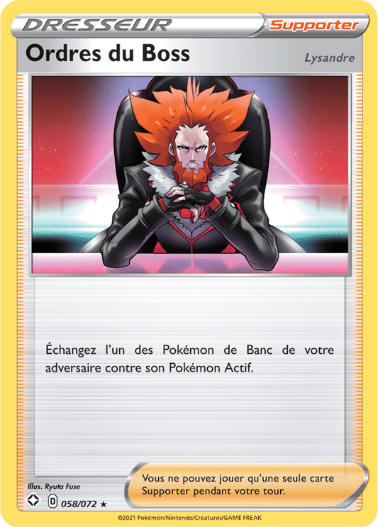 Carte Pokémon OrdresduBoss 058/072 SWSH45 Destinées Radieuses EB4_5 Neuf FR LorenZone