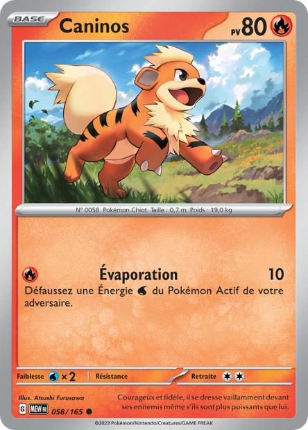 Carte Pokémon Caninos 58/165 MEW 151 EV3_5  Neuf FR LorenZone