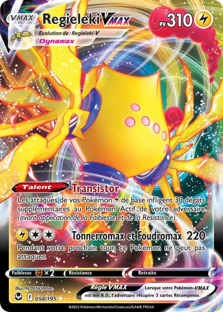 Carte Pokémon Regieleki VMAX 058/195 SIT Tempete Argentee EB12 Neuf FR LorenZone