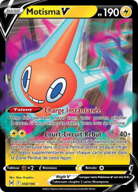 Carte Pokémon Motisma V 058/196 LOR Origine Perdue EB11 Neuf FR LorenZone