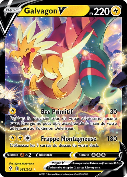 Carte Pokémon Galvagon V 058/203 EVS Évolution Céleste EB07 Neuf FR LorenZone