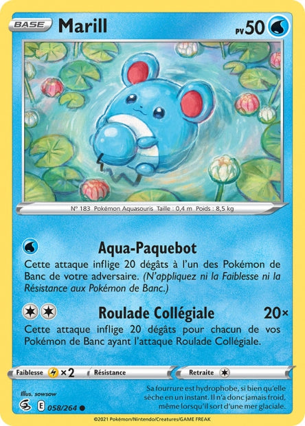 Carte Pokémon Marill 058/264 FST Poing de Fusion EB08 Neuf FR LorenZone
