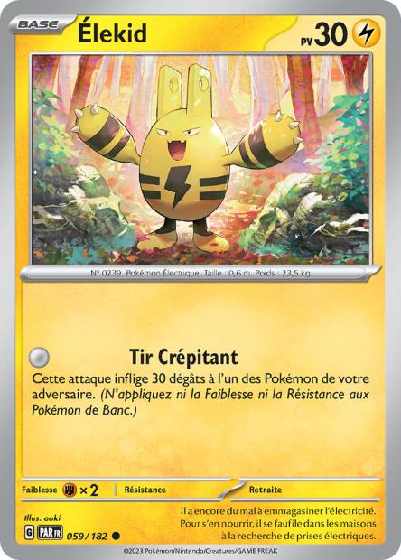 Carte Pokémon Élekid 059/182 PAR Faille Paradoxe EV04 Neuf FR LorenZone