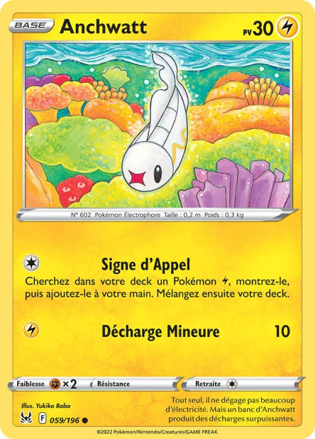Carte Pokémon Anchwatt 059/196 LOR Origine Perdue EB11 Neuf FR LorenZone