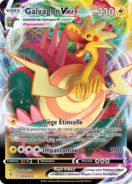 Carte Pokémon Galvagon VMAX 059/203 EVS Évolution Céleste EB07 Neuf FR LorenZone