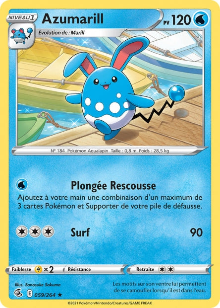 Carte Pokémon Azumarill 059/264 FST Poing de Fusion EB08 Neuf FR LorenZone