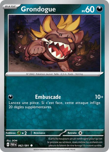 Carte Pokémon Grondogue 062/091 Destinees de Palea PAF EV4_5 Neuf FR LorenZone