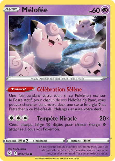 Carte Pokémon Mélofée 062/196 LOR Origine Perdue EB11 Neuf FR LorenZone