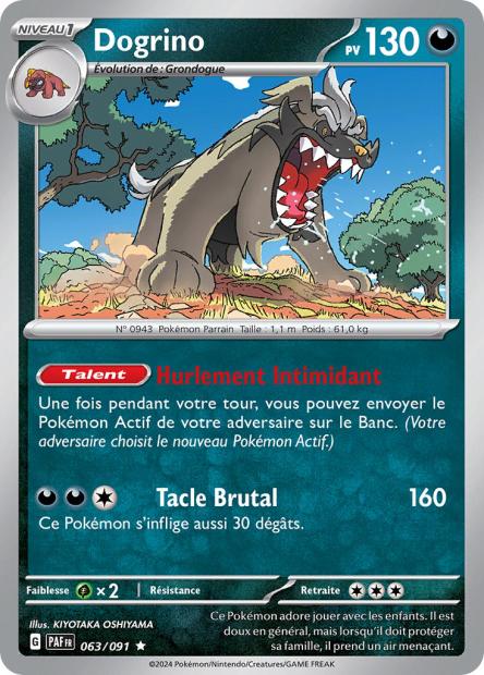 Carte Pokémon Dogrino 063/091 Destinees de Palea PAF EV4_5 Neuf FR LorenZone