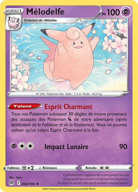 Carte Pokémon Mélodelfe 063/196 LOR Origine Perdue EB11 Neuf FR LorenZone