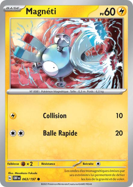 Carte Pokémon Magnéti 063/197 Flammes Obsidiennes OBF EV03 Neuf FR LorenZone