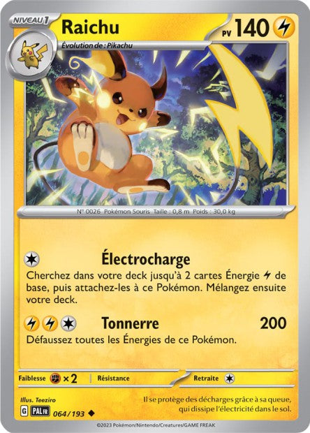 Carte Pokémon Raichu 064/193 PAL Evolution a Paldea EV02 Neuf FR LorenZone