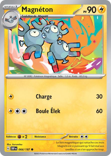 Carte Pokémon Magnéton 064/197 Flammes Obsidiennes OBF EV03 Neuf FR LorenZone