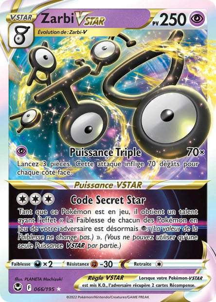 Carte Pokémon Zarbi VSTAR 066/195 SIT Tempete Argentee EB12 Neuf FR LorenZone