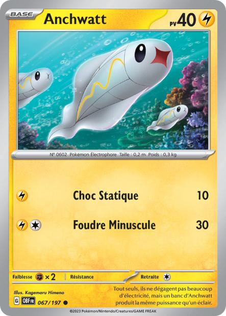 Carte Pokémon Anchwatt 067/197 Flammes Obsidiennes OBF EV03 Neuf FR LorenZone