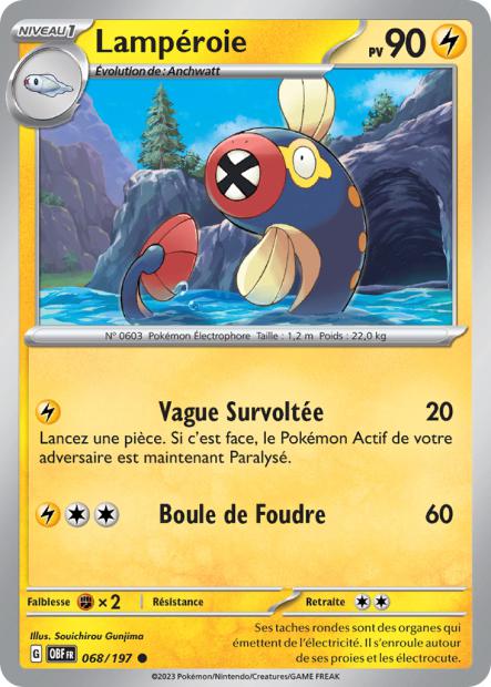 Carte Pokémon Lampéroie 068/197 Flammes Obsidiennes OBF EV03 Neuf FR LorenZone
