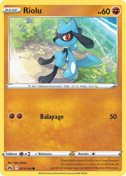 Carte Pokémon Riolu 071/159 CRZ Epee et Bouclier EB12_5 Neuf FR LorenZone
