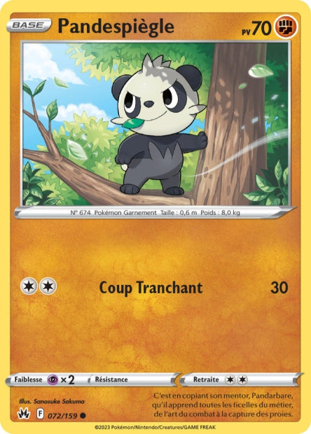 Carte Pokémon Pandespiègle 072/159 CRZ Epee et Bouclier EB12_5 Neuf FR LorenZone