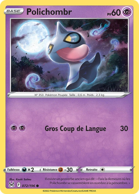 Carte Pokémon Polichombr 072/196 LOR Origine Perdue EB11 Neuf FR LorenZone