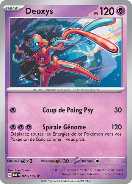 Carte Pokémon Deoxys 074/182 PAR Faille Paradoxe EV04 Neuf FR LorenZone