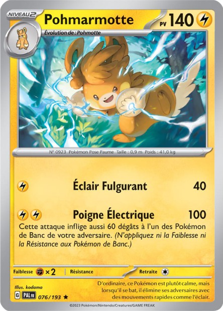 Carte Pokémon Pohmarmotte 076/193 PAL Evolution a Paldea EV02 Neuf FR LorenZone