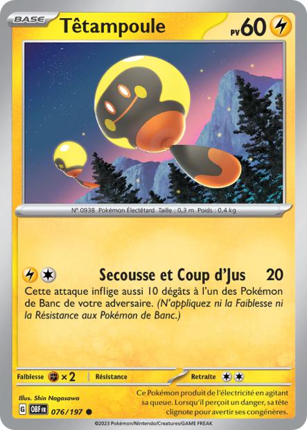 Carte Pokémon Têtampoule 076/197 Flammes Obsidiennes OBF EV03 Neuf FR LorenZone