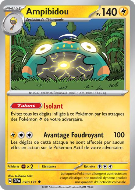 Carte Pokémon Ampibidou 078/197 Flammes Obsidiennes OBF EV03 Neuf FR LorenZone