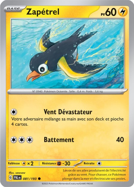 Carte Pokémon Zapétrel 081/193 PAL Evolution a Paldea EV02 Neuf FR LorenZone