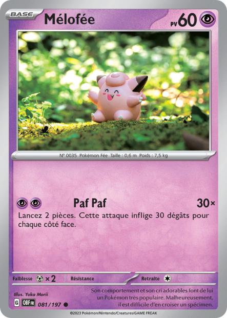 Carte Pokémon Mélofée 081/197 Flammes Obsidiennes OBF EV03 Neuf FR LorenZone