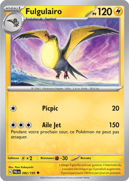 Carte Pokémon Fulgulairo 082/193 PAL Evolution a Paldea EV02 Neuf FR LorenZone