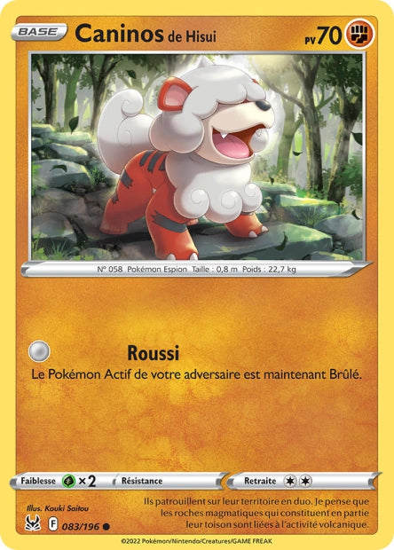 Carte Pokémon Caninos de Hisui 083/196 LOR Origine Perdue EB11 Neuf FR LorenZone