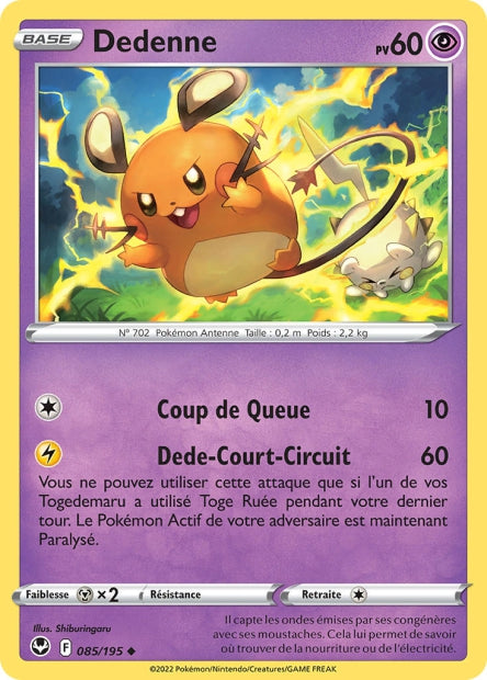 Carte Pokémon Dedenne 085/195 SIT Tempete Argentee EB12 Neuf FR LorenZone